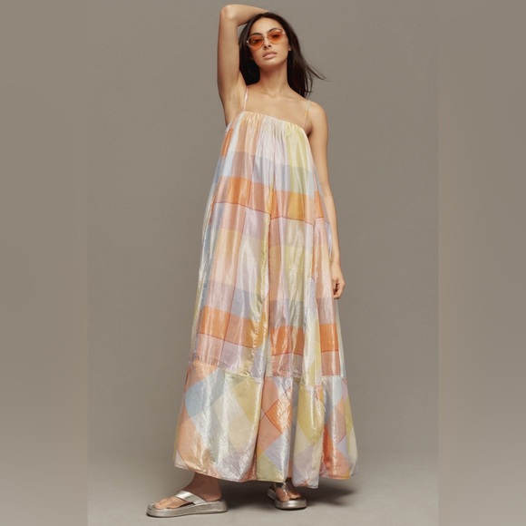 Anthropologie Dresses & Skirts - Pilcro Sleeveless Plaid Tent Shimmer Maxi Dress